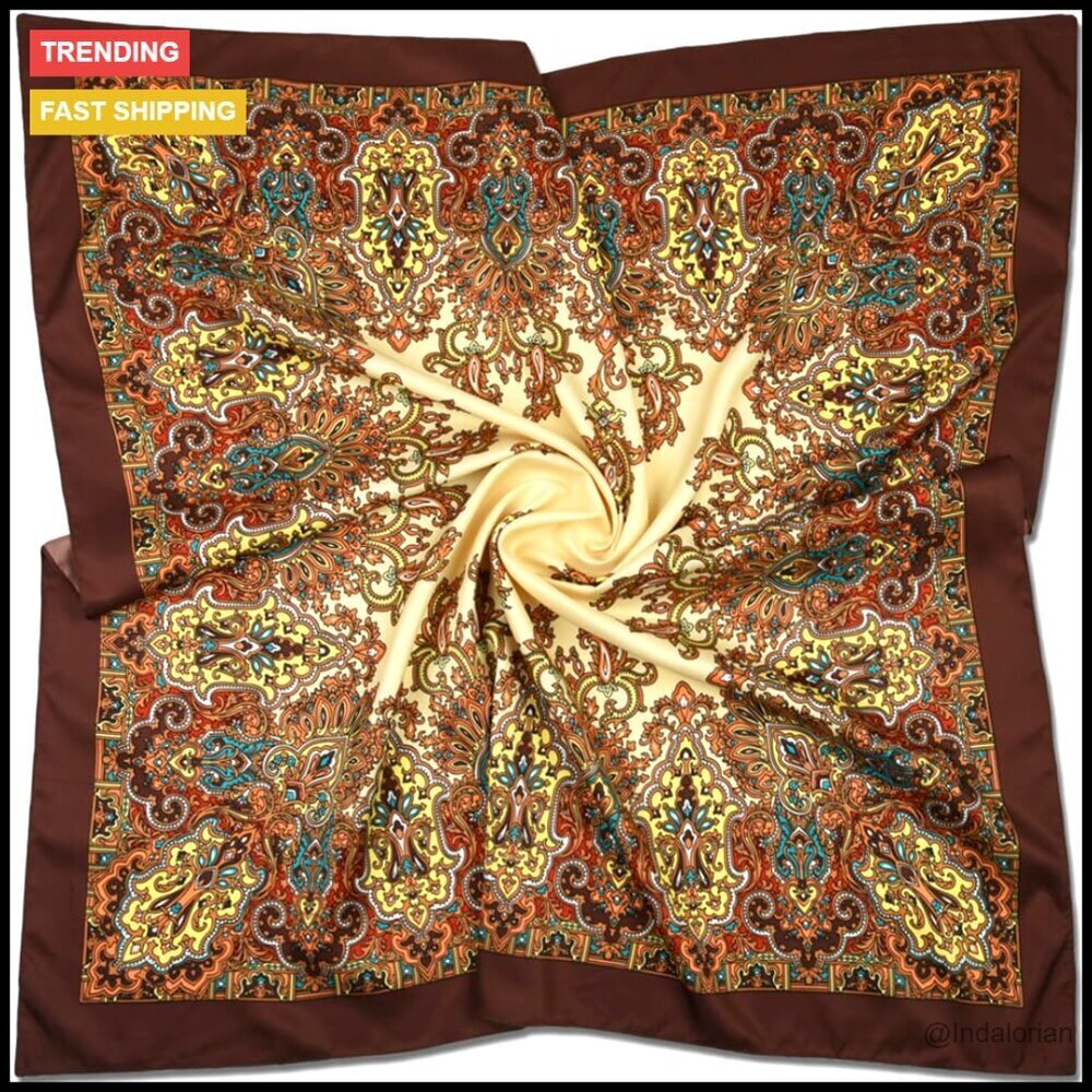 Oversized Satin Square Scarf Elegant Silk-Feel Fashion Accessory Versatile